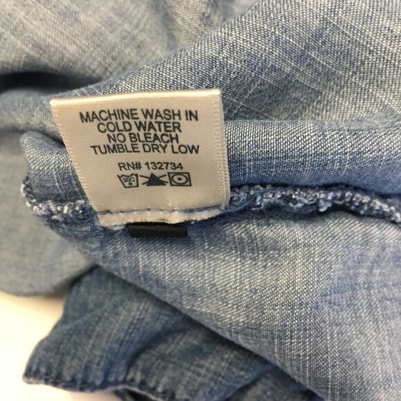 Anthropologie Cloth & Stone Tencel Chambray Rolled Up Sleeve Shirt Size XS - Picture 9 of 9